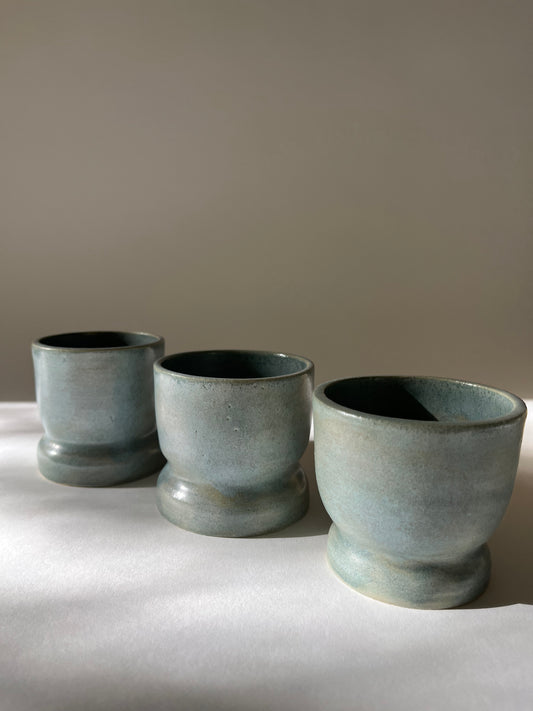footed cups - matte blue