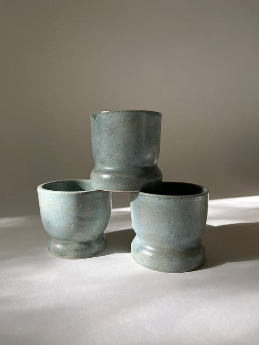 footed cups - matte blue